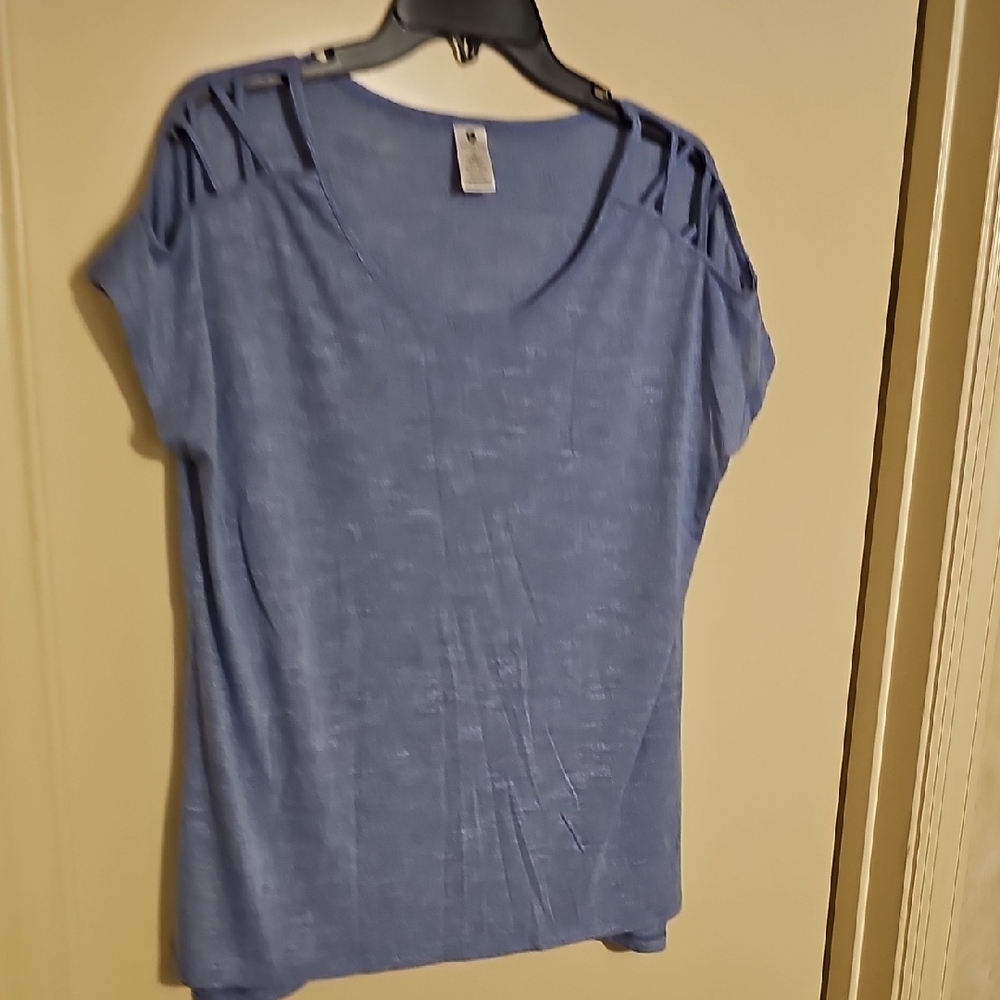 Active Life Blue Cut-Out Shoulder Blouse